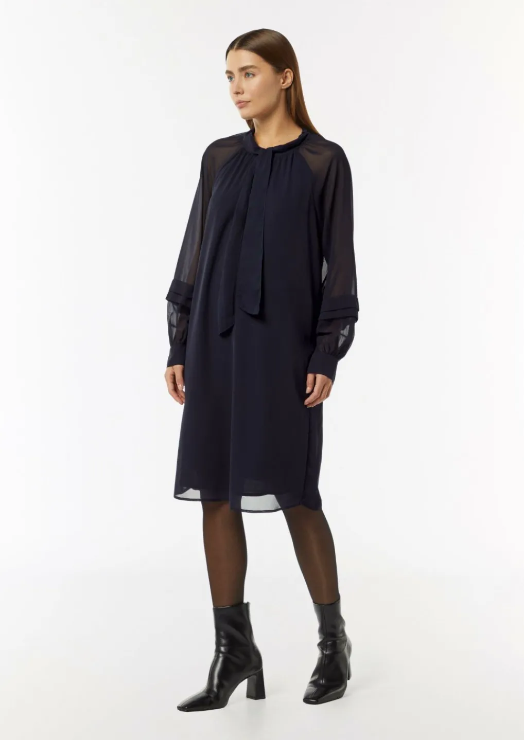 Chiffonkleid mit transparenten Ärmeln-Comma Discount