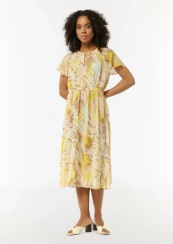 Chiffon-Kleid mit U-Boot-Ausschnitt und Raffung-Comma Outlet