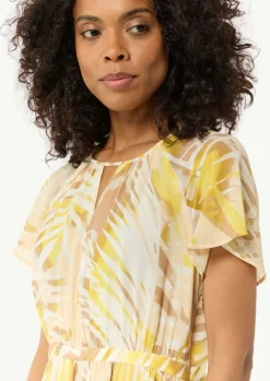 Chiffon-Kleid mit U-Boot-Ausschnitt und Raffung-Comma Outlet