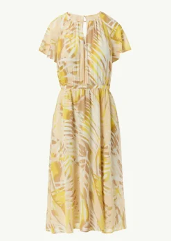 Chiffon-Kleid mit U-Boot-Ausschnitt und Raffung-Comma Outlet