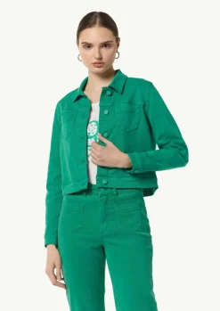 Cropped-Jacke aus elastischem Twill-Comma Discount