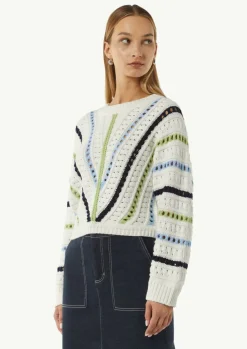 Cropped-Strickpullover mit Ajourmuster-Comma Online
