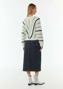 Cropped-Strickpullover mit Ajourmuster-Comma Online