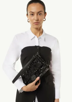 Crossbody-Bag aus Rindsleder mit Pailletten-Comma Hot
