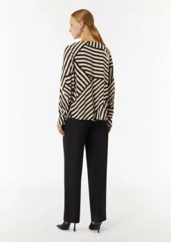 Crêpe-Bluse mit All-over-Print und Faltendetails-Comma Fashion