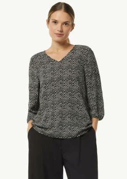 Crêpe-Bluse mit kurzen Ballonärmeln-Comma Discount