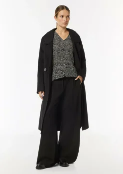 Crêpe-Bluse mit kurzen Ballonärmeln-Comma Discount