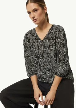 Crêpe-Bluse mit kurzen Ballonärmeln-Comma Discount