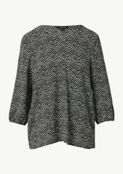 Crêpe-Bluse mit kurzen Ballonärmeln-Comma Discount