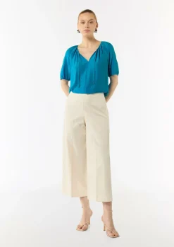 Crêpe-Bluse mit voluminösen Ärmeln und Raffung-Comma Sale
