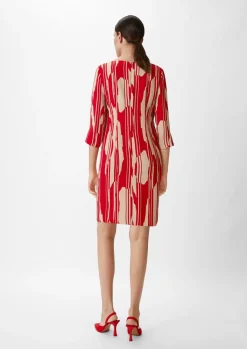 Crêpe-Kleid mit Allover-Print-Comma Outlet