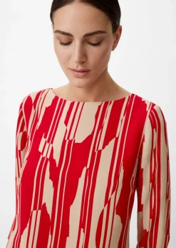 Crêpe-Kleid mit Allover-Print-Comma Outlet