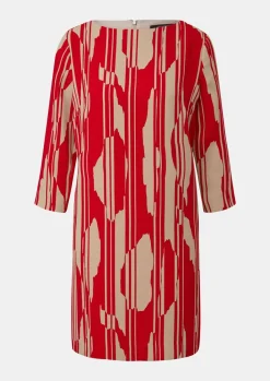 Crêpe-Kleid mit Allover-Print-Comma Outlet