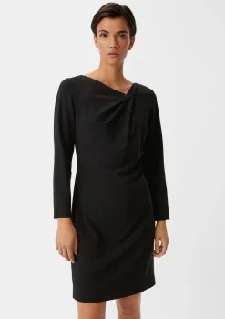 Crêpe-Kleid mit Knotendetail-Comma Online