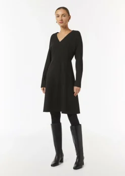 Crêpe-Kleid mit V-Ausschnitt-Comma Outlet