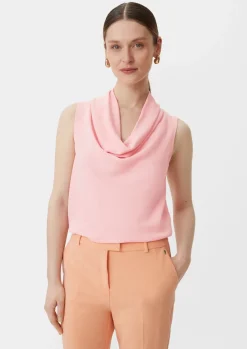 Crêpeshirt mit Wasserfall-Ausschnitt-Comma New