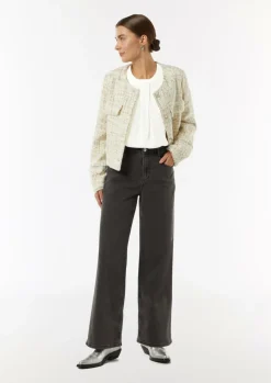 Crêpe-Top mit Faltendetail-Comma Hot