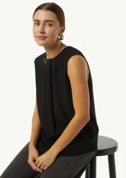 Crêpe-Top mit Faltendetail-Comma Outlet