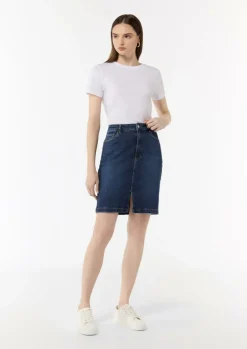 Denimrock mit vorderseitigem Schlitz-Comma Sale