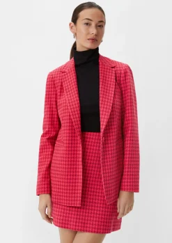 Dobby-Blazer mit Hahnentritt-Muster-Comma Best