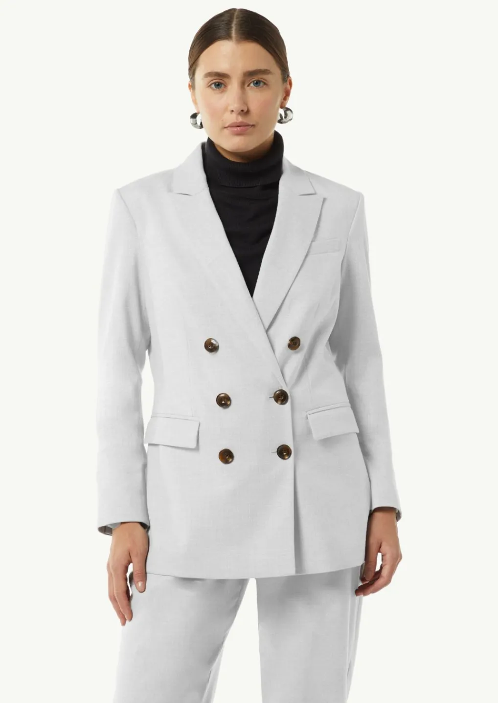 Doppelreihiger Blazer aus fließendem Flanell-Comma Best