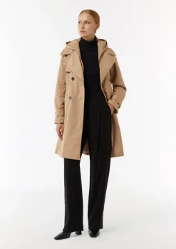 Doppelreihiger Trenchcoat mit gestepptem Innenfutter-Comma Online