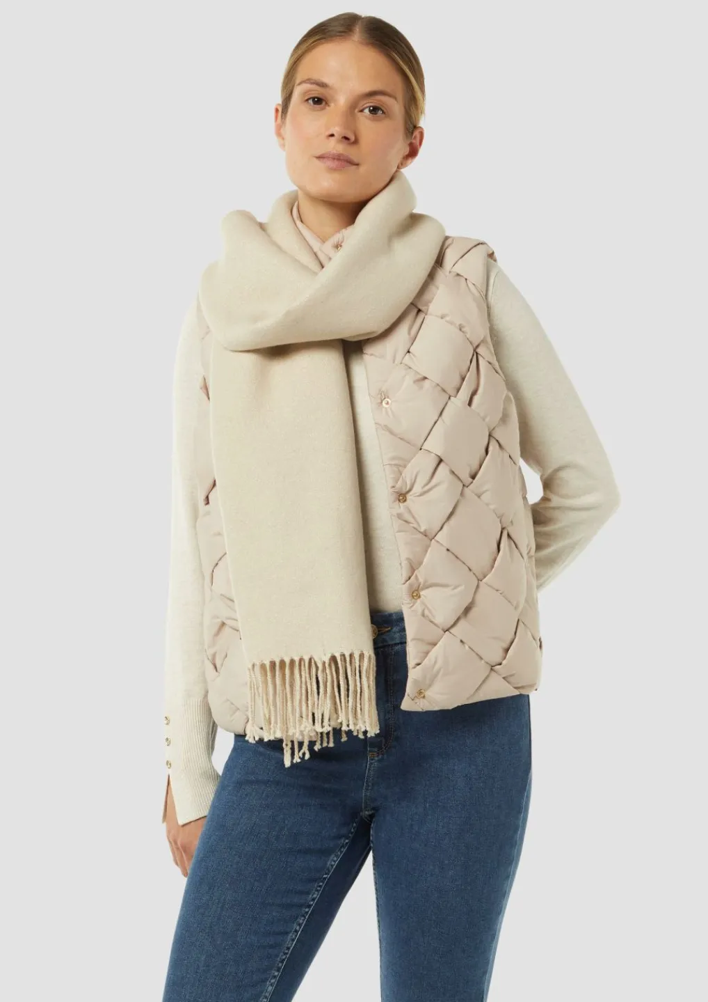 Doubleface-Schal mit Glitzereffekt und Fransen-Comma Discount