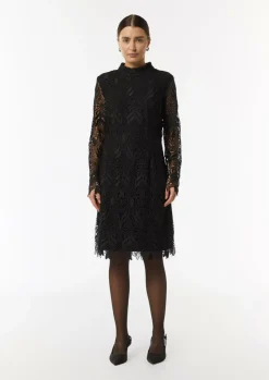 Edles Spitzenkleid mit Stehkragen-Comma New