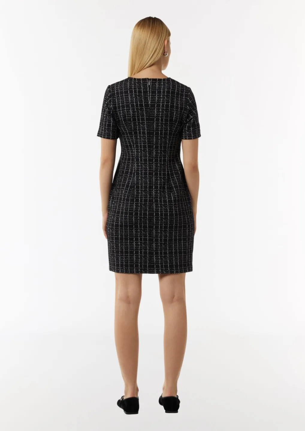 Elastisches Bouclé-Kleid mit Karomuster-Comma Online