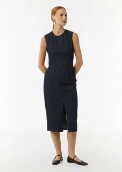 Elastisches Denim-Kleid mit Schlitz-Comma Online