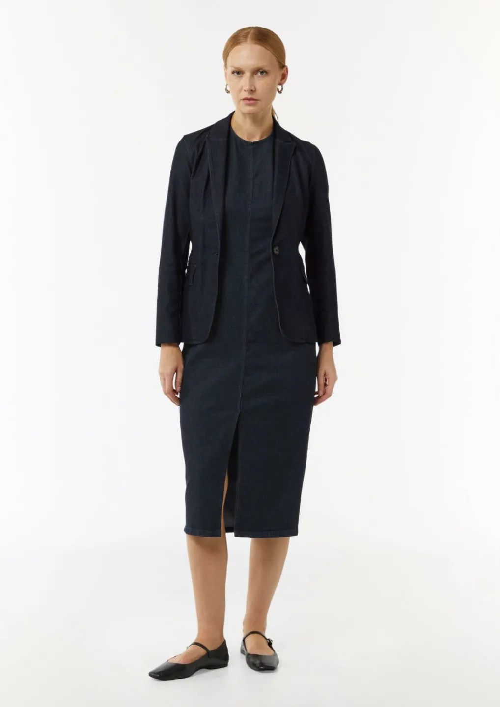 Elastisches Denim-Kleid mit Schlitz-Comma Online