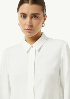 Elegante Satin-Bluse mit verdeckter Knopfleiste-Comma Online