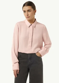 Elegante Satin-Bluse mit verdeckter Knopfleiste-Comma Outlet