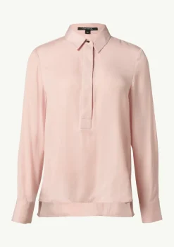 Elegante Satin-Bluse mit verdeckter Knopfleiste-Comma Outlet