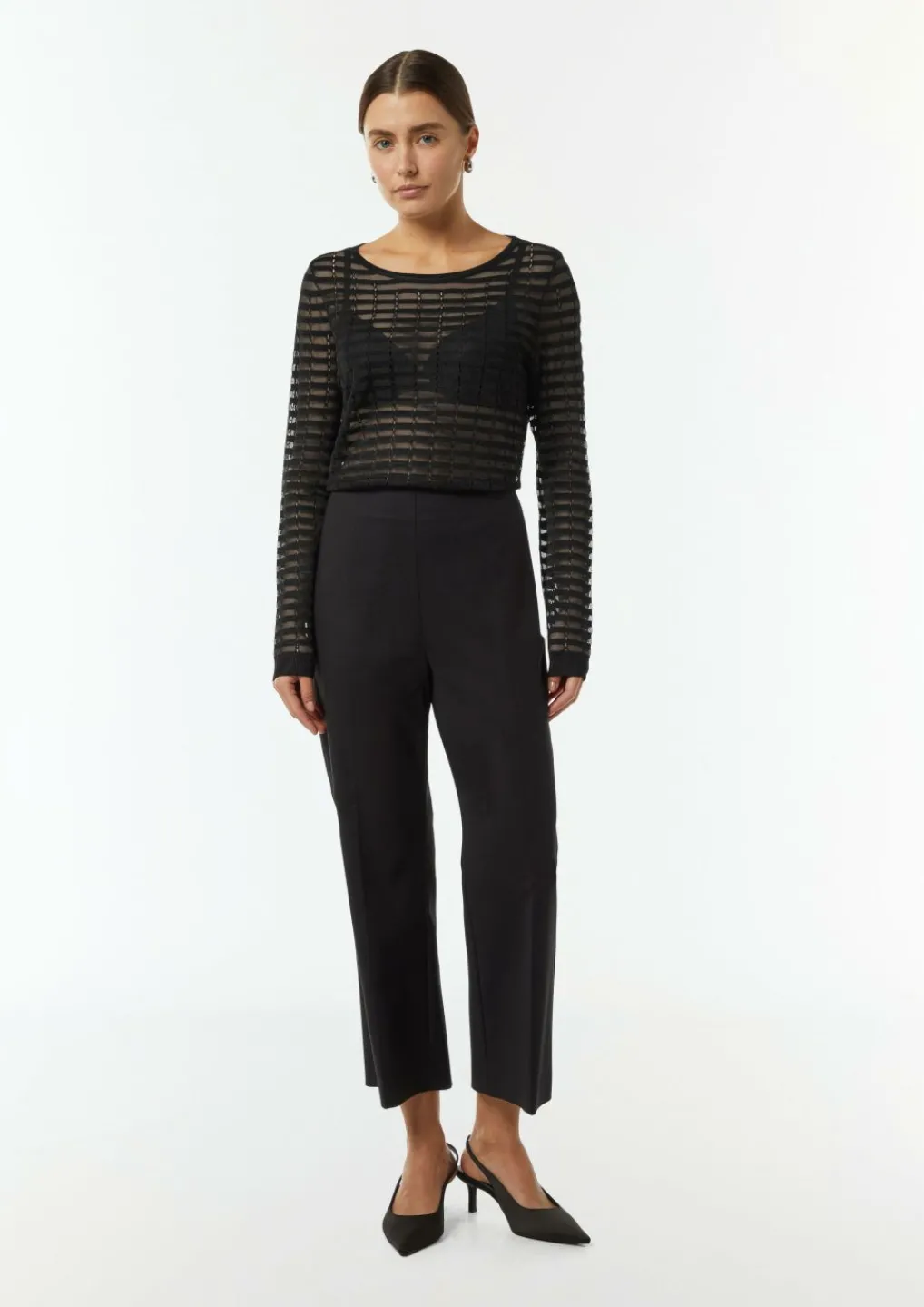 Feiner Strickpullover mit Transparenz-Effekt-Comma Clearance