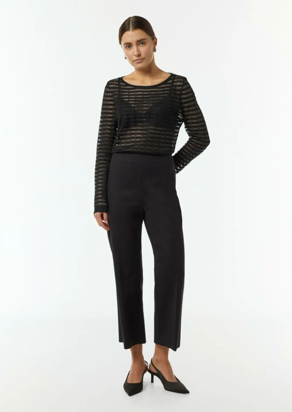 Feiner Strickpullover mit Transparenz-Effekt-Comma Clearance