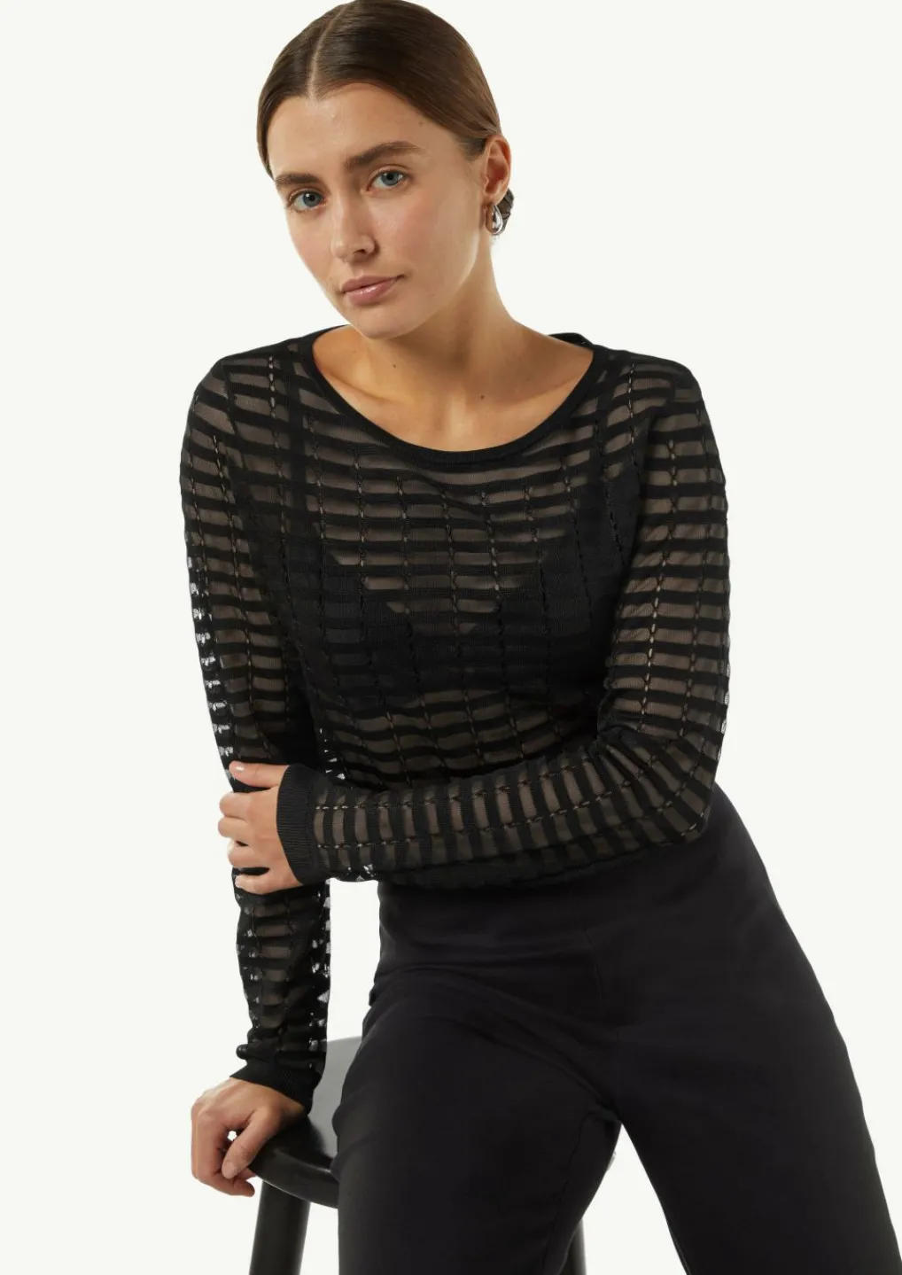 Feiner Strickpullover mit Transparenz-Effekt-Comma Clearance