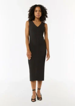 Feinstrickkleid im Slim Fit mit V-Ausschnitt-Comma Outlet