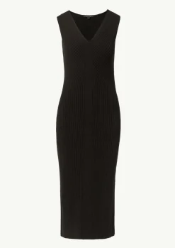 Feinstrickkleid im Slim Fit mit V-Ausschnitt-Comma Outlet