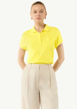 Feinstrick-Poloshirt im Relaxed Fit mit überschnittenen Schultern-Comma Online