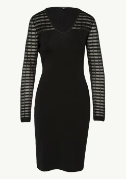 Figurbetontes Strickkleid mit semitransparenten Ärmeln-Comma Fashion