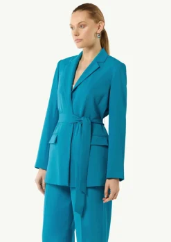 Fließender Longblazer mit Bindegürtel-Comma Fashion