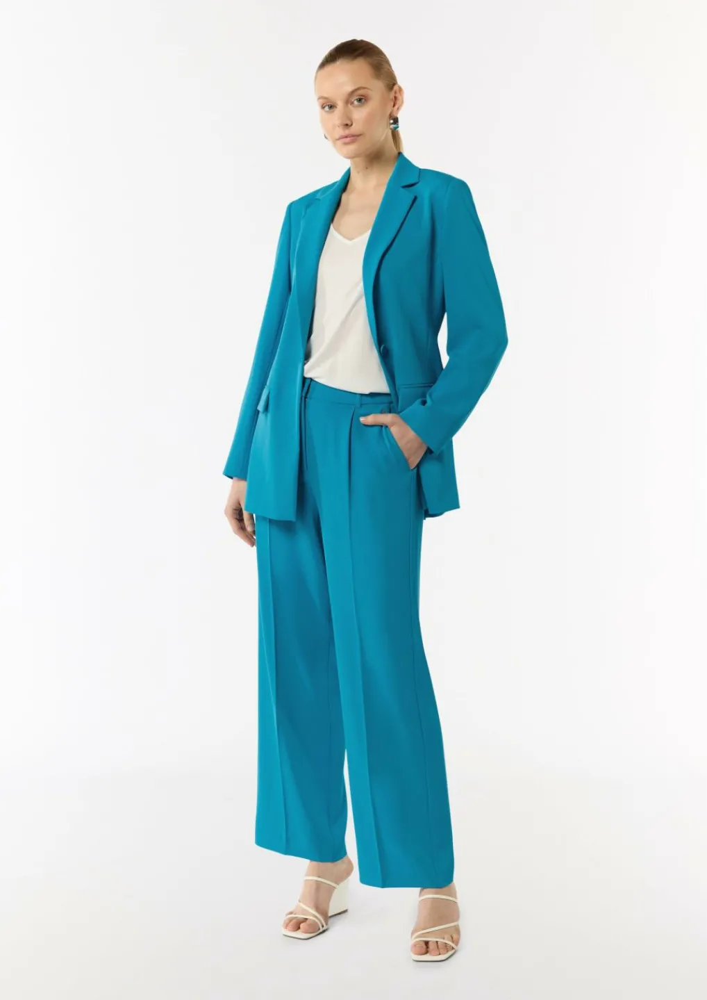 Fließender Longblazer mit Bindegürtel-Comma Fashion