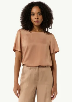 Fließendes Shirt aus Satin im Relaxed Fit-Comma New