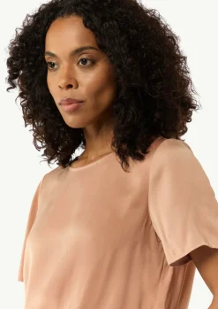 Fließendes Shirt aus Satin im Relaxed Fit-Comma New