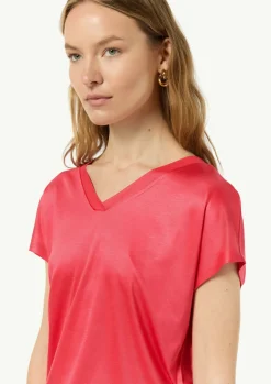Fließendes Viskose-T-Shirt in Seidenoptik-Comma Sale