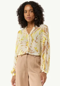 Gemusterte Bluse im Relaxed Fit-Comma Outlet