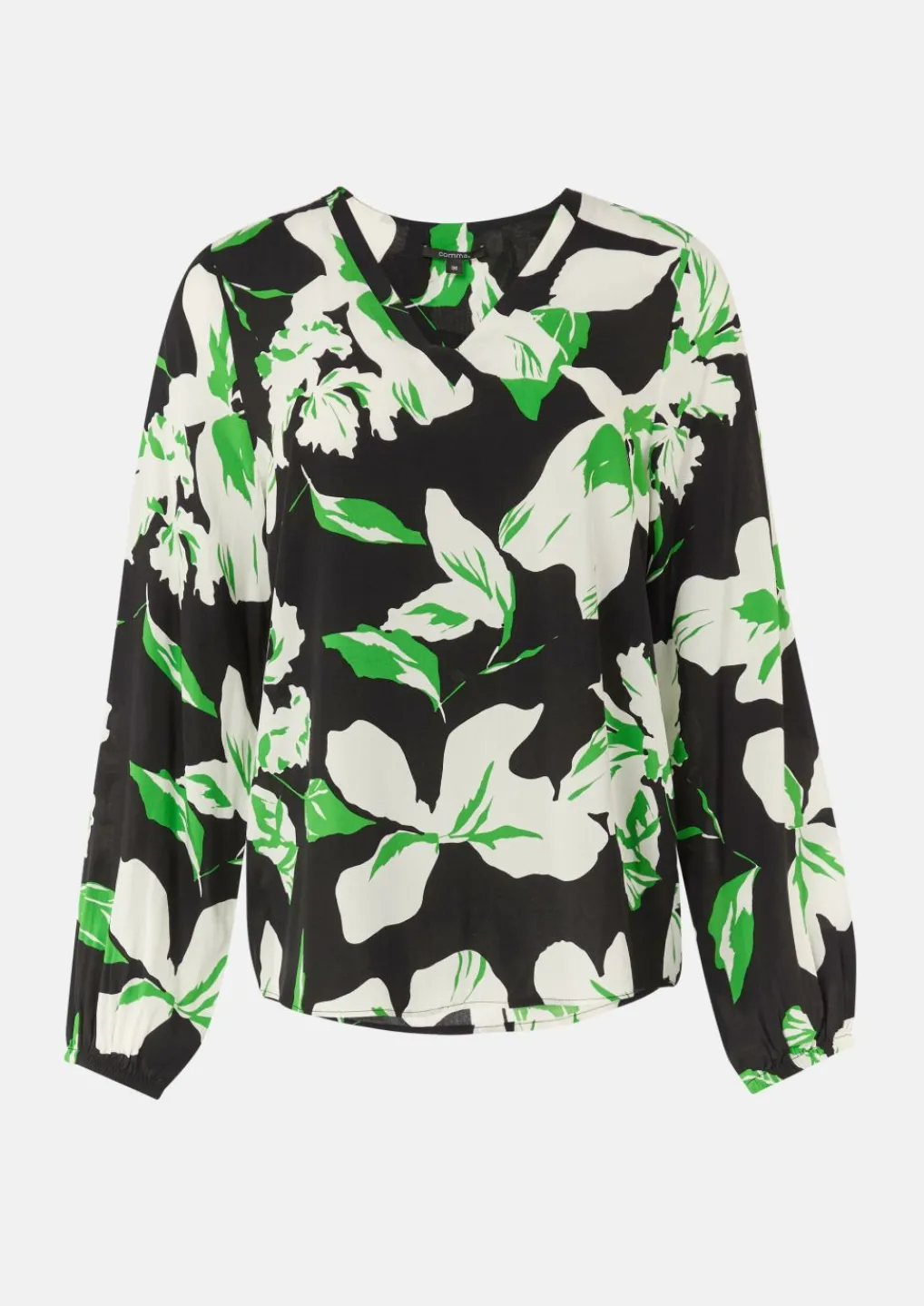 Gemusterte Bluse mit Gummibündchen am Ärmel-Comma Best