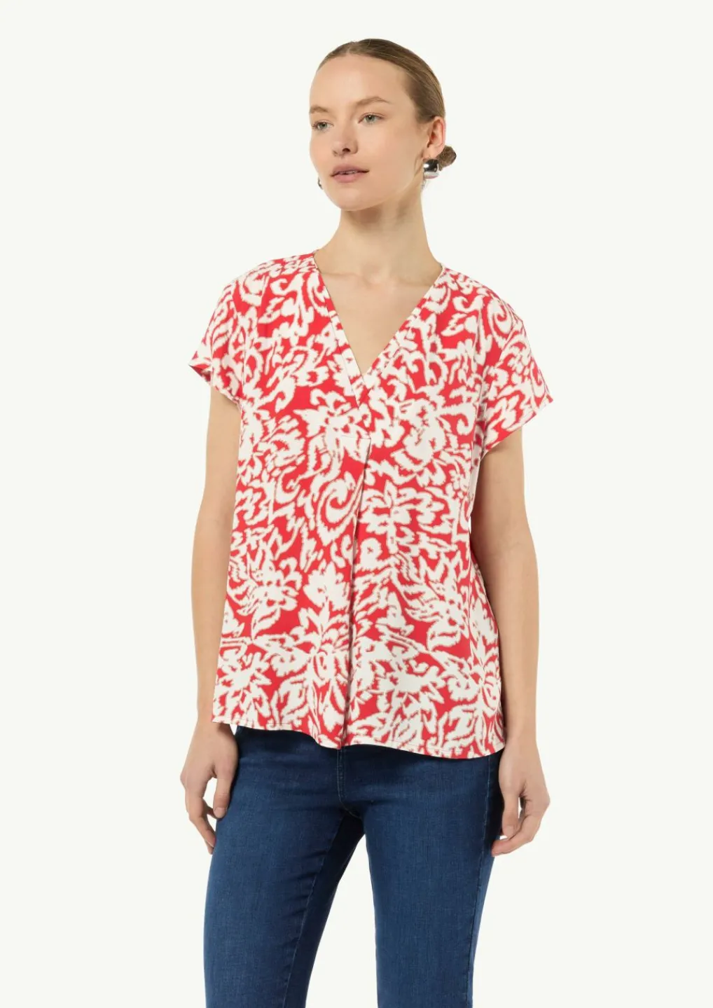 Gemusterte Bluse mit V-Ausschnitt-Comma Fashion
