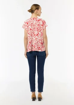 Gemusterte Bluse mit V-Ausschnitt-Comma Fashion